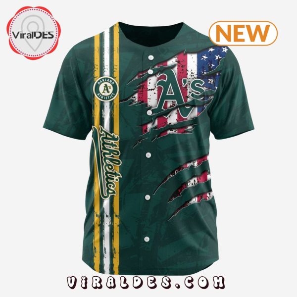 Oakland Athletics Custom US Flag Baseball Jersey