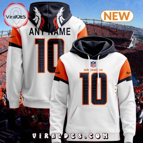 Personalized NFL Denver Broncos White Hoodie