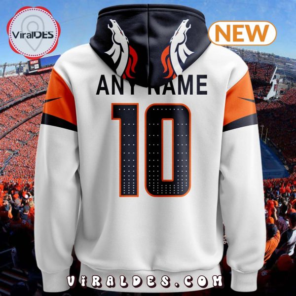 Personalized NFL Denver Broncos White Hoodie