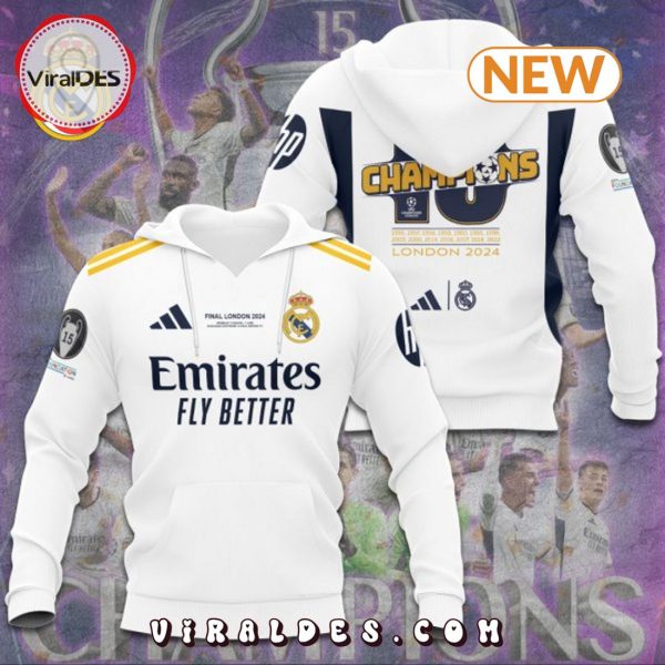 Real Madrid London 2024 Champions White Hoodie