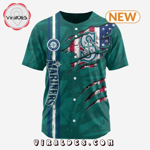 Seattle Mariners Custom US Flag Baseball Jersey