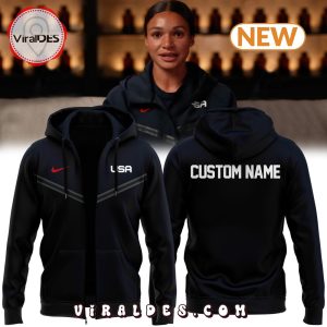 Custom 2024 USA Team Olympics Black Zip Hoodie