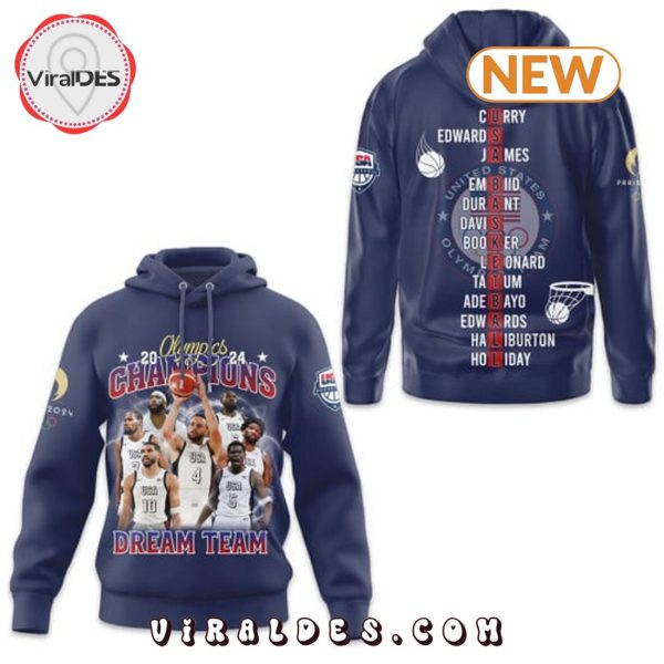 USA Dream Team Olympics 2024 Champions Navy Hoodie