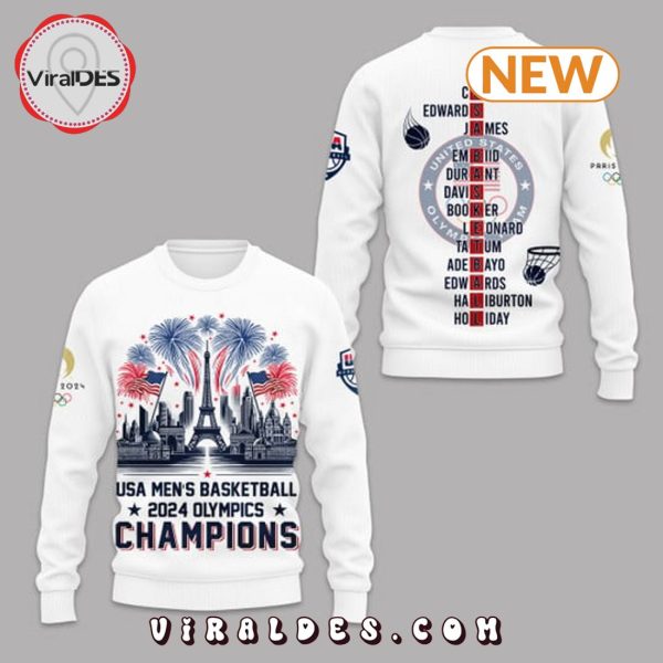 USA Men’s Basketball 2024 Olympics Champions White Hoodie