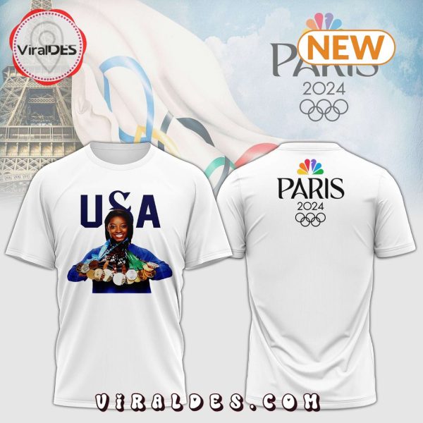 USA Simone Biles Paris 2024 White Shirt