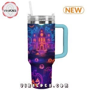 Neon Haunted House On Halloween 40oz Tumbler