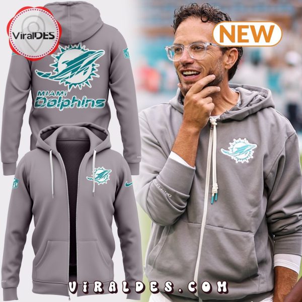 2024 Miami Dolphins Grey Zip Hoodie, Jogger, Cap