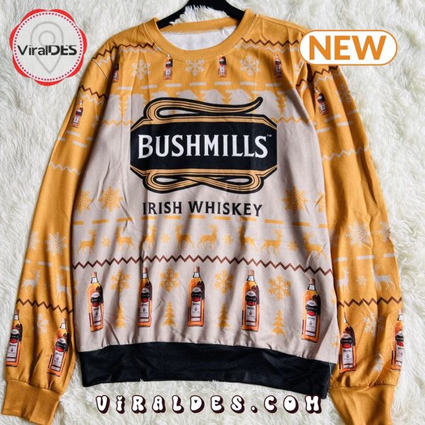 Bushmills Irish Whiskey Snowflakes Xmas Ugly Christmas Sweater