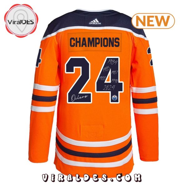 Edmonton Oilers Custom NHL Champions 2024 Orange Hockey Jersey