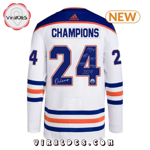 Edmonton Oilers Custom NHL Champions 2024 White Hockey Jersey