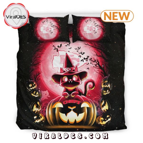 Kansas City Chiefs Witch Cat Halloween Bedding Set