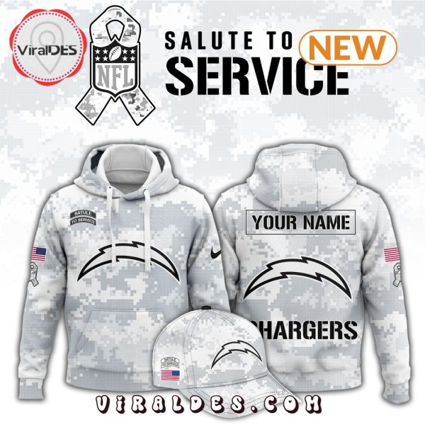 Los Angeles Chargers Arctic Camo Salute To Service Hoodie, Cap