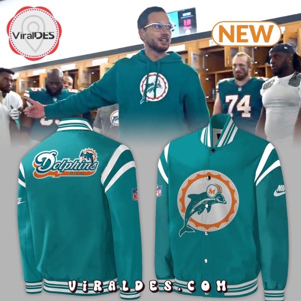 Miami Dolphins Throwback Baseball Jacket