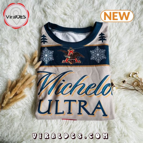 Michelob Ultra Beer Blue Holiday Ugly Christmas Sweater