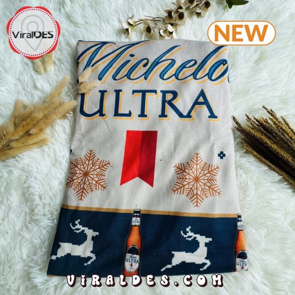 Michelob Ultra Beer Blue Holiday Ugly Christmas Sweater