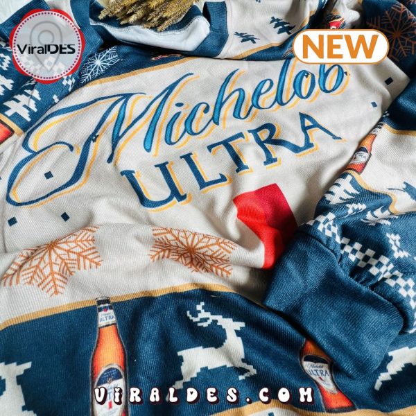 Michelob Ultra Beer Blue Holiday Ugly Christmas Sweater