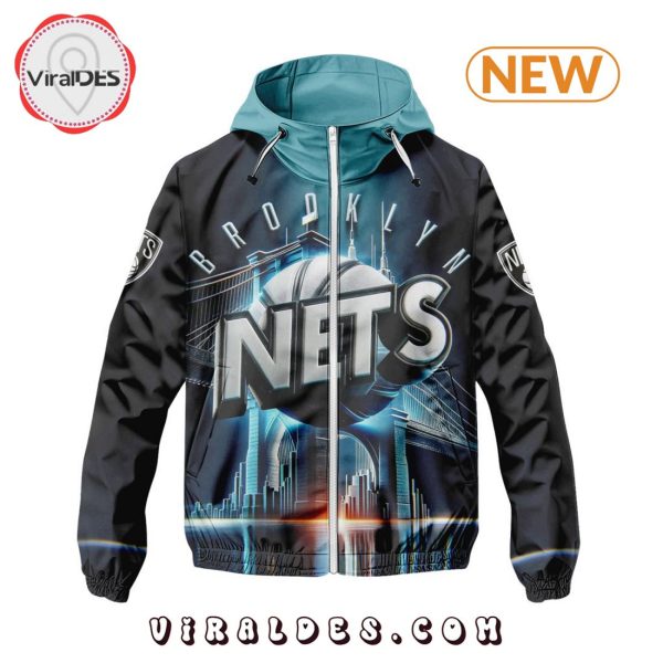 NBA Brooklyn Nets Realistic Team Logo Design Windbreaker Jacket