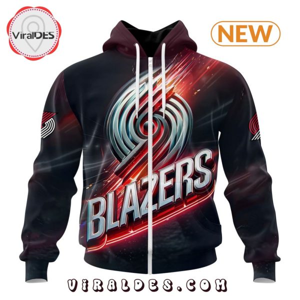 NBA Portland Trail Blazers Special Realistic Team Logo Hoodie