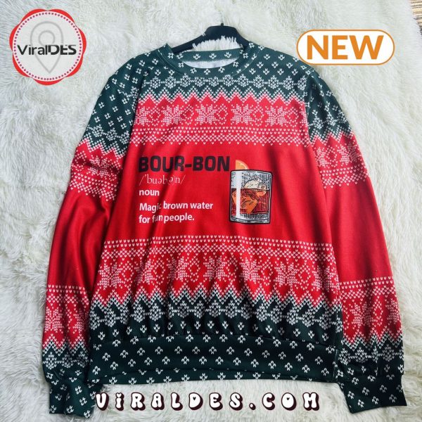 New 2024 Bourbon Noun Ugly Christmas Sweater