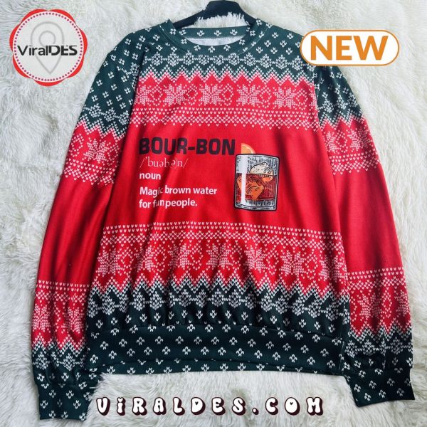 New 2024 Bourbon Noun Ugly Christmas Sweater