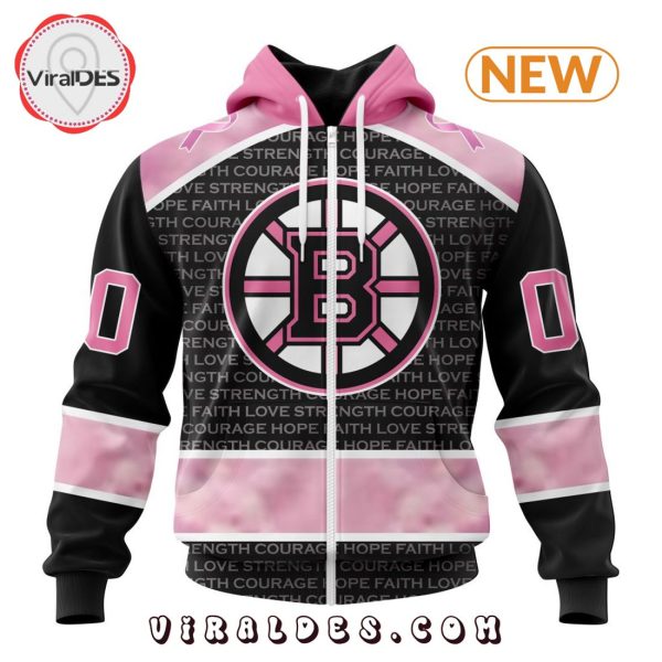 NHL Boston Bruins Special Pink Fight Breast Cancer Design Hoodie