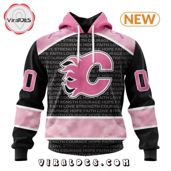 NHL Calgary Flames Special Pink Fight Breast Cancer Design Hoodie