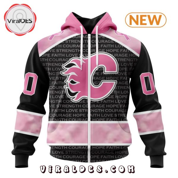 NHL Calgary Flames Special Pink Fight Breast Cancer Design Hoodie