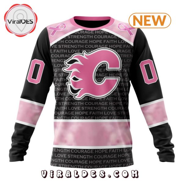 NHL Calgary Flames Special Pink Fight Breast Cancer Design Hoodie