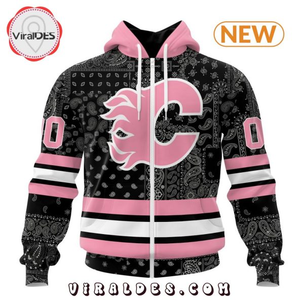 NHL Calgary Flames Special Pink Paisley Design Hoodie