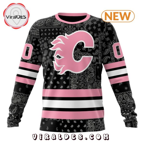 NHL Calgary Flames Special Pink Paisley Design Hoodie