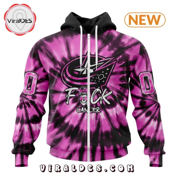 NHL Columbus Blue Jackets Special Pink F!ck Cancer Design Hoodie