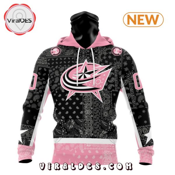 NHL Columbus Blue Jackets Special Pink Paisley Design Hoodie