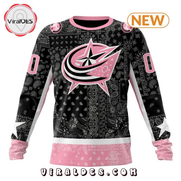 NHL Columbus Blue Jackets Special Pink Paisley Design Hoodie