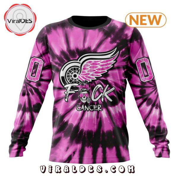 NHL Detroit Red Wings Special Pink F!ck Cancer Design Hoodie