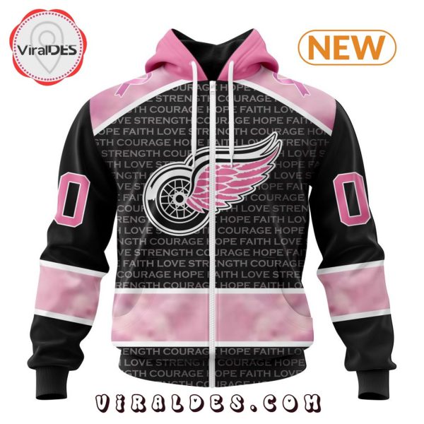 NHL Detroit Red Wings Special Pink Fight Breast Cancer Design Hoodie