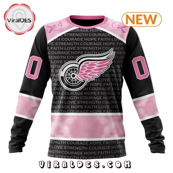 NHL Detroit Red Wings Special Pink Fight Breast Cancer Design Hoodie