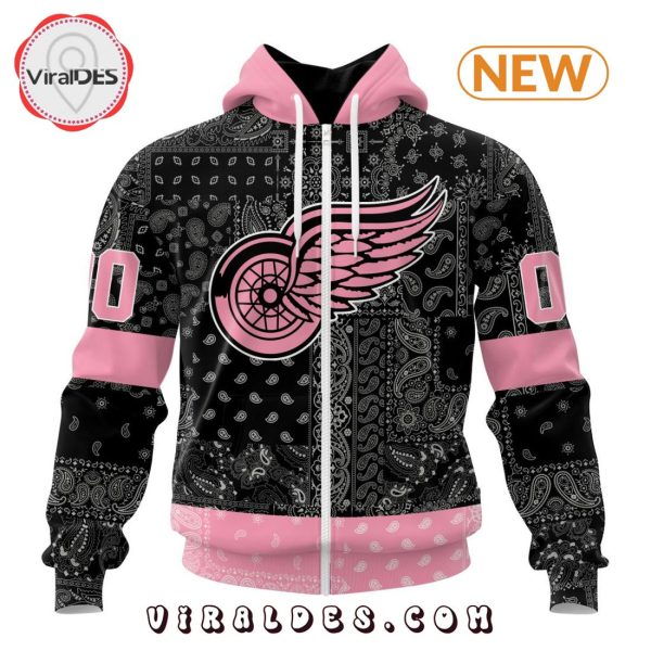 NHL Detroit Red Wings Special Pink Paisley Design Hoodie