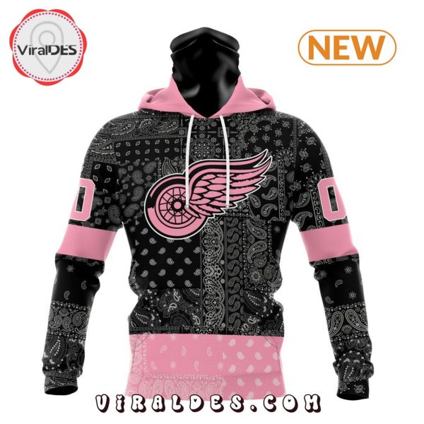 NHL Detroit Red Wings Special Pink Paisley Design Hoodie