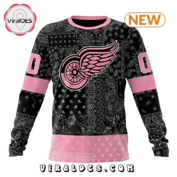 NHL Detroit Red Wings Special Pink Paisley Design Hoodie