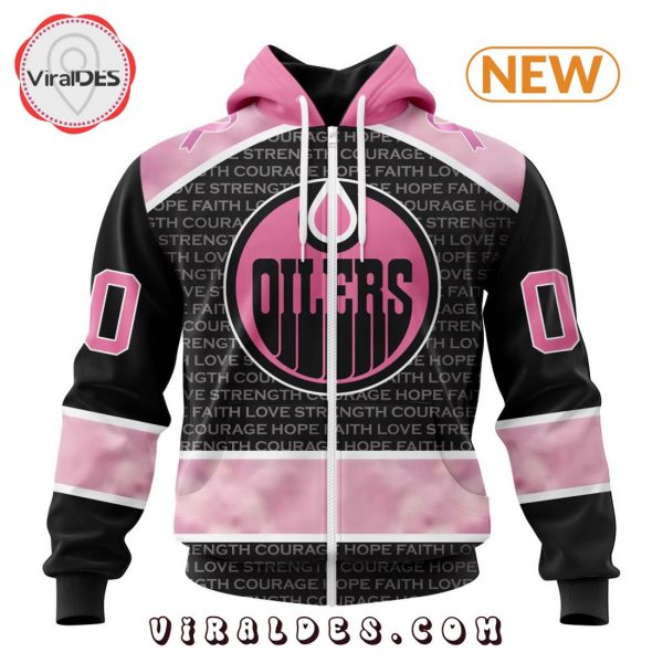 NHL Edmonton Oilers Special Pink Fight Breast Cancer Design Hoodie