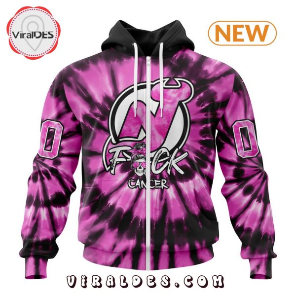 NHL New Jersey Devils Special Pink F!ck Cancer Design Hoodie