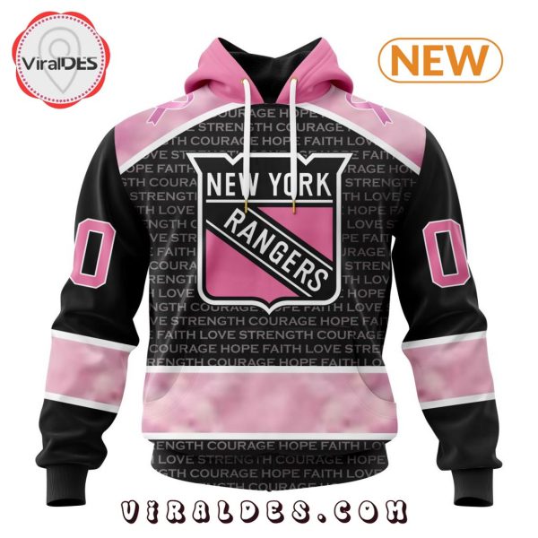 NHL New York Rangers Special Pink Fight Breast Cancer Design Hoodie