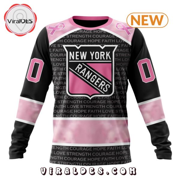 NHL New York Rangers Special Pink Fight Breast Cancer Design Hoodie