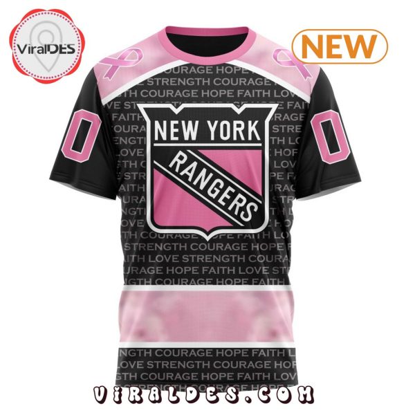 NHL New York Rangers Special Pink Fight Breast Cancer Design Hoodie