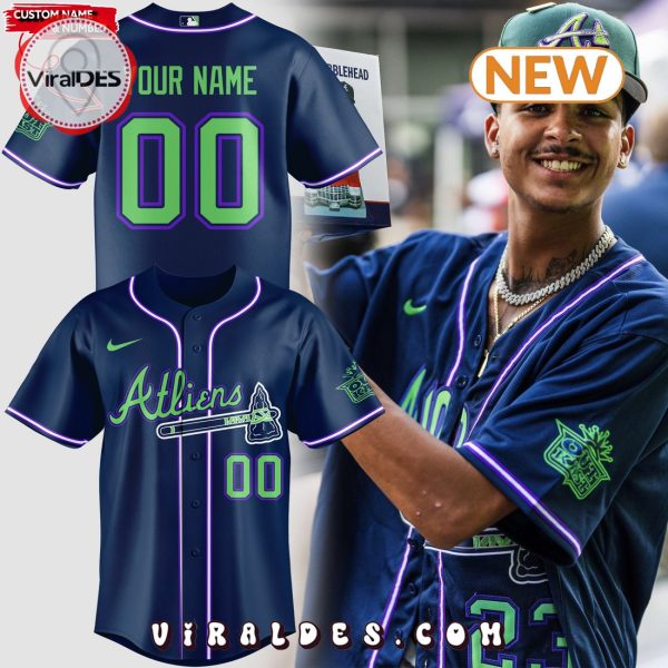 Personalized Atlanta Brave Navy Baseball Jersey