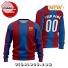 Personalized Barcelona FC Wool Grey Sweater