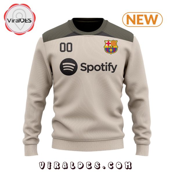 Personalized Barcelona FC Wool Grey Sweater