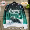 Snow Cat Cocaine Everywhere Black Ugly Christmas Sweater, Sweatshirt