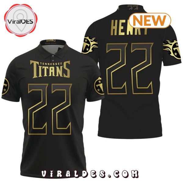 Tennessee Titans 22 Derrick Henry Black Golden Polo