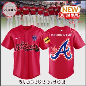 Custom Atlanta Brave Los Bravos Red Baseball Jersey